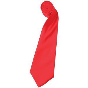 Premier Mens Plain Satin Tie (Narrow Blade) / Strawberry Red